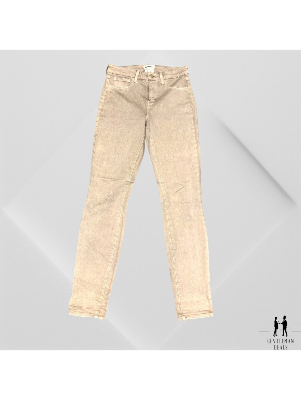 L'Agence Women's Skinny Jeans Margot Mid-Rise Size 26x30 Oatmeal Beige $245